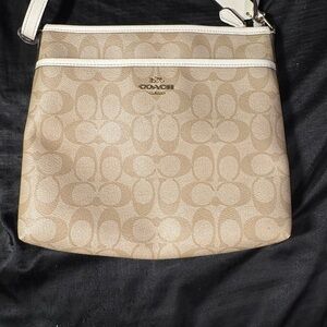 Coach Beige and White Crossbody Bag